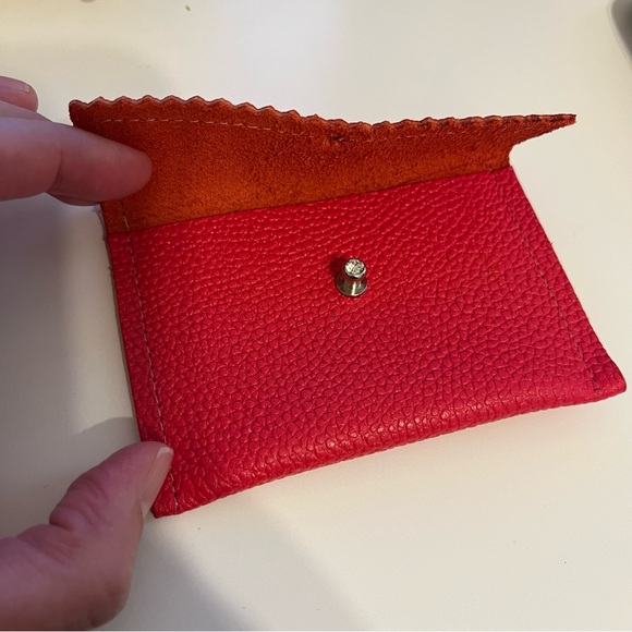 Handmade Red Leather Credit Card Business Card Case Holder - Picture 5 of 10